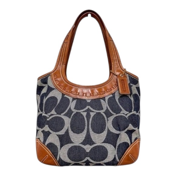 Coach Handbags - Coach Ergo Signature Denim Leather Hobo Shoulder Bag Blue Brown Y2K 12751